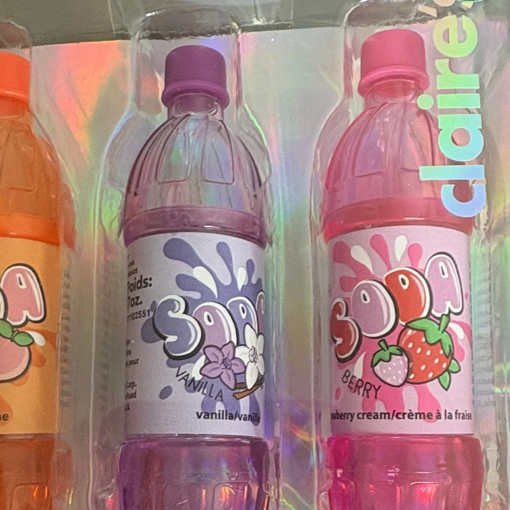 Claire's Soda Bottle Lip Balm Trio - Orange, Purple, Pink